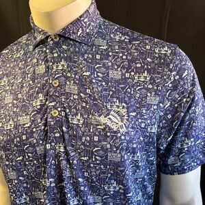 Awesome mens medium Johnnie O Football Themed golf polo